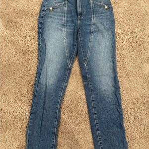 We The Free Medium Blue Straight Leg Jeans with Front Seam Detail